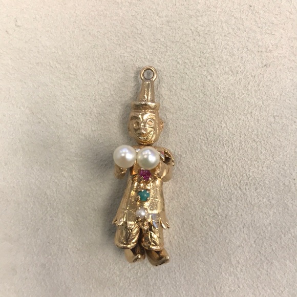 14k Yellow Gold Clown Movable Pendant/Charm - Picture 2 of 8